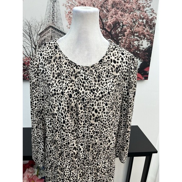 A New Day Women’s tiered dress Size XL Long Sleeve Animal Print Round Neck Rayon - Picture 13 of 14